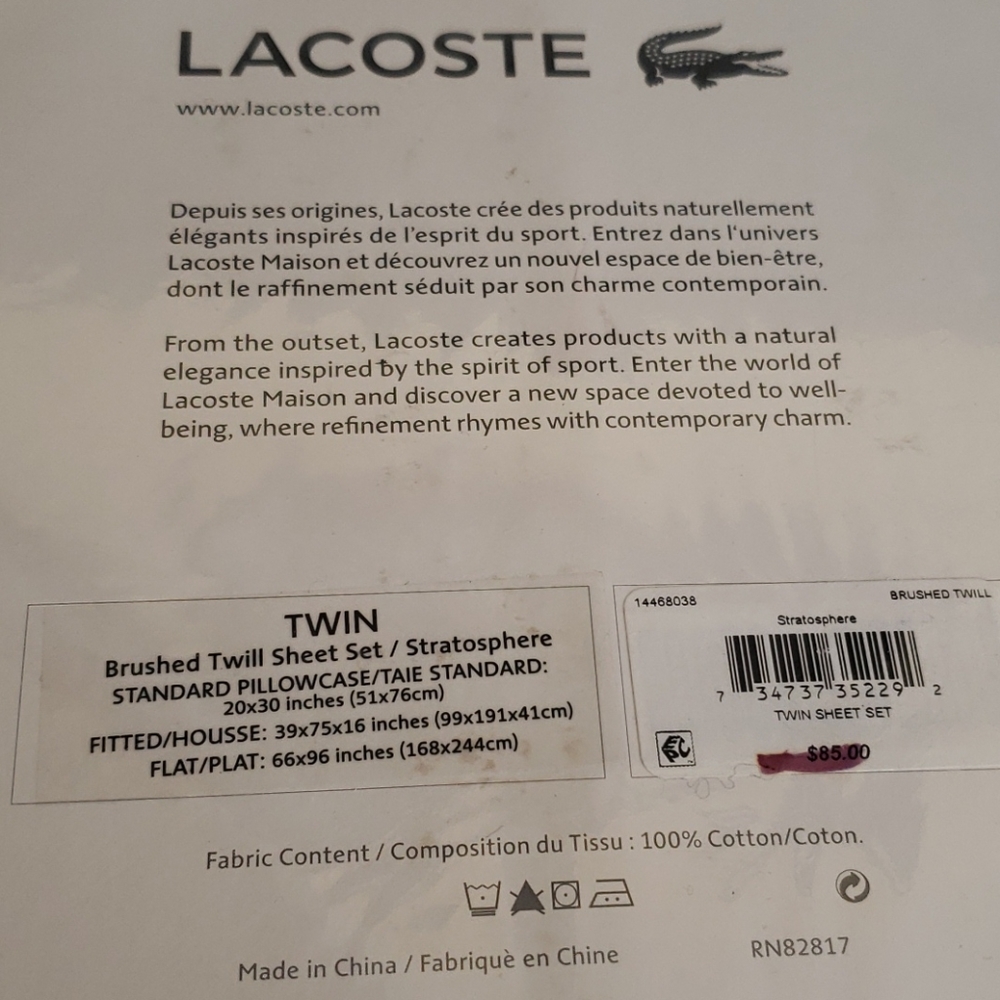 Lacoste sheets - Picture 3 of 4
